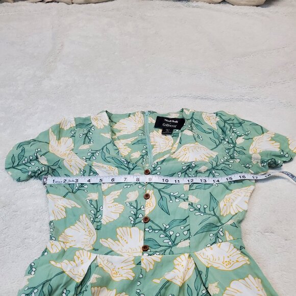 Modcloth Green White Yellow Floral Boho Romantic Cottagecore‎ Romper Women XS 4 - Picture 9 of 11